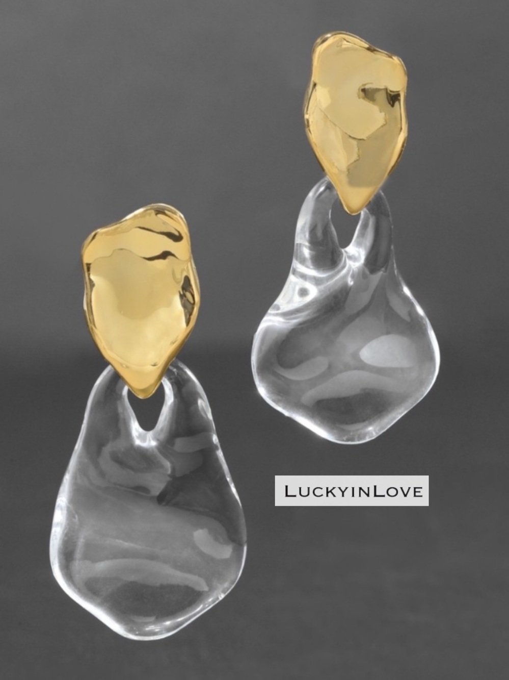 Alexis Bittar • Liquid Lucite + Molten Golden Petal Drop Earrings